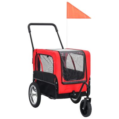 VidaXL Huisdierenfietskar en joggingbuggy 2-in-1 rood en zwart