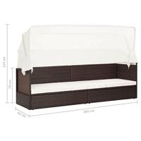VidaXL Tuinbank met luifel poly rattan bruin - thumbnail
