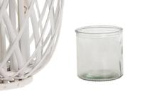 Kaarshouder Home ESPRIT Wit vlechtwerk Kristal 34 x 34 x 80 cm - thumbnail