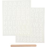 Creativ Company Rub-on stickers, letters en cijfers, h: 17 mm, b: 17 mm, vel 12,2x15,3 cm, wit, 1 doos - thumbnail
