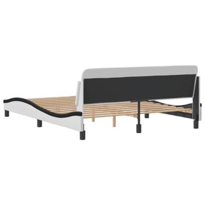 Bedframe met hoofdbord kunstleer zwart en wit 160x200 cm