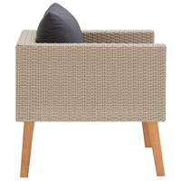 Tuinbank eenzits met kussens poly rattan beige - thumbnail