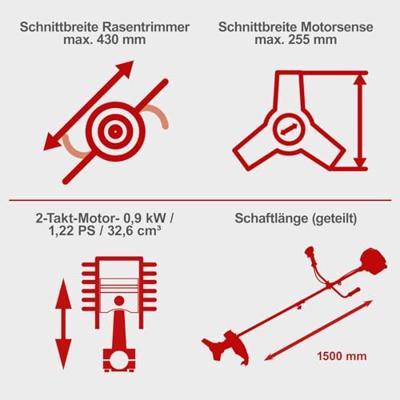 SCHEPPACH Bosmaaier op benzine BCH3300-100PB - 32,6 cm³ met 2e spoel en schouderharnas - thumbnail