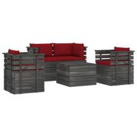 vidaXL 5-delige Loungeset met kussens pallet massief grenenhout - thumbnail