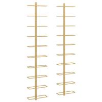 Wijnrekken 2 st voor 10 flessen wandmontage metaal goudkleurig - thumbnail