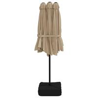 Parasol dubbel dak met LED 449x245 cm taupe - thumbnail