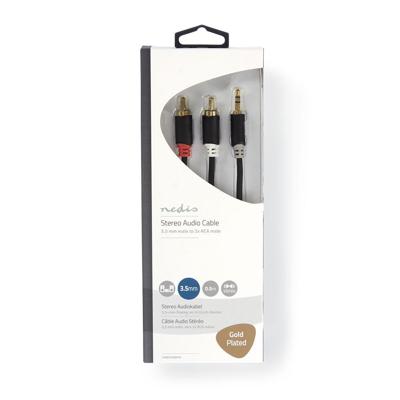 Stereo audiokabel | 3,5 mm male - 2x RCA male | 0,5 m | Antraciet