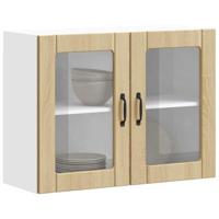 Keukenbovenkast met glazen deur Lucca bewerkt hout sonoma eikenkleur - thumbnail