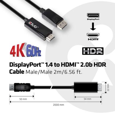 club3D CAC-1082 DisplayPort-kabel DisplayPort / HDMI Adapterkabel DisplayPort-stekker, HDMI-A-stekker 2.00 m Zilver club3D CAC-1082 DisplayPort-kabel DisplayPort / HDMI Adapterkabel DisplayPort-stekker, HDMI-A-stekker 2.00 m Zilver