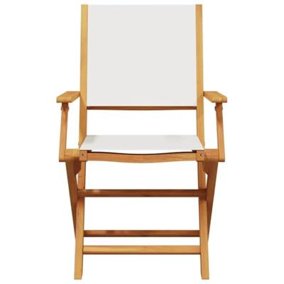 Tuinstoelen 2 st inklapbaar acaciahout en stof crmewit - thumbnail