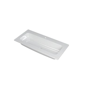 INK Faktor Wastafel Polystone Centraal met 1 Kraangat - 1000x450x15 mm - Glans Wit