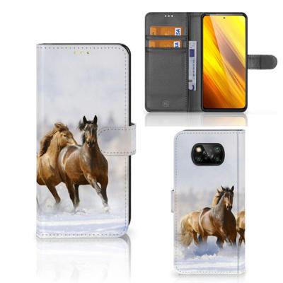 Xiaomi Poco X3 | Poco X3 Pro | Telefoonhoesje | Met pasjeshouder | Paarden