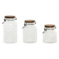 Set van 3 Potjes Home ESPRIT Transparant Natuurlijk 950 ml 1,2 L 3 Onderdelen - thumbnail