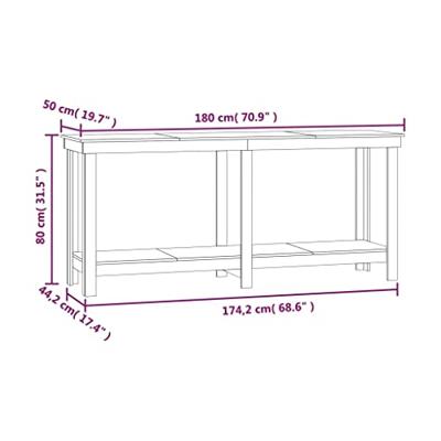 Werkbank 180x50x80 cm massief grenenhout honingbruin Werkbank 180x50x80 cm massief grenenhout honingbruin