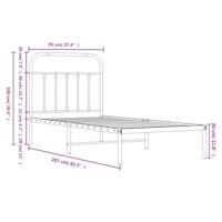 Bedframe met hoofdbord metaal wit 90x200 cm - thumbnail