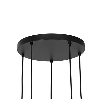 QAZQA Art Deco hanglamp zwart met smoke glas rond 5-lichts - Josje