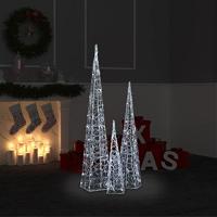 VidaXL Lichtkegelset decoratief led 60/90/120 cm acryl koudwit - thumbnail