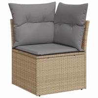 5-delige Loungeset met kussens poly rattan beige - thumbnail