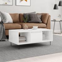 Salontafel 90x50x36,5 cm bewerkt hout hoogglans wit - thumbnail