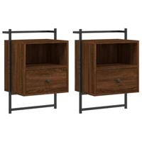 Nachtkastjes 2 st wandgemonteerd 40x30x61 cm hout bruineiken - thumbnail