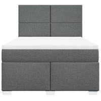 Boxspring met matras stof donkergrijs 140x190 cm - thumbnail
