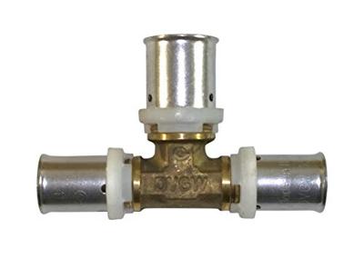 Kirchhoff Messing verloopstuk T-stuk, blank, 16 mm x 20 mm x 16 mm, persfitting voor meerlagenbuis - 988720155