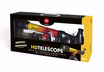 Tele-Science 32002 100 Power HD Telescoop met Diagonale Spiegel en Statief, Geel/Rood