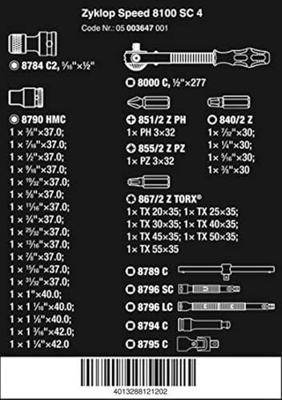 Wera 8100 SC 4 Zyklop Speed ratel- en doppenset, 1/2"-aandrijving, inch, 38 -delig - 1 stuk(s) - 05003647001 - thumbnail