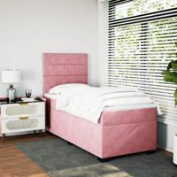 Boxspring met matras fluweel roze 90x190 cm - thumbnail