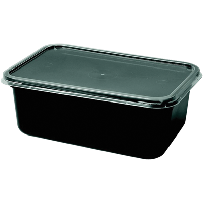 Depa Bak | PP | 1000ml | incl. Deksel | kilobak | 183x135x63mm | zwart/transparant | 150 stuks