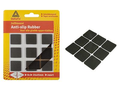 Anti-slip rubber 25x25 zwart 9st Deltafix - Deltafix