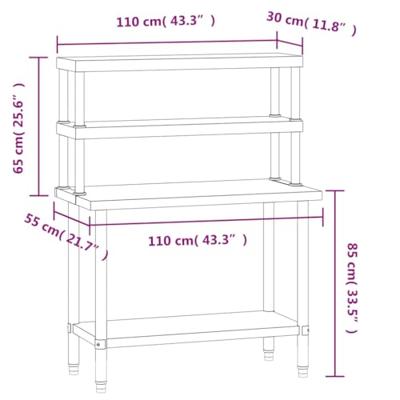 VidaXL Keukenwerktafel met bovenschap 110x55x150 cm roestvrij staal VidaXL Keukenwerktafel met bovenschap 110x55x150 cm roestvrij staal