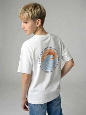 T-shirt met motief voor/achter, gewassen effect JONEN ecru