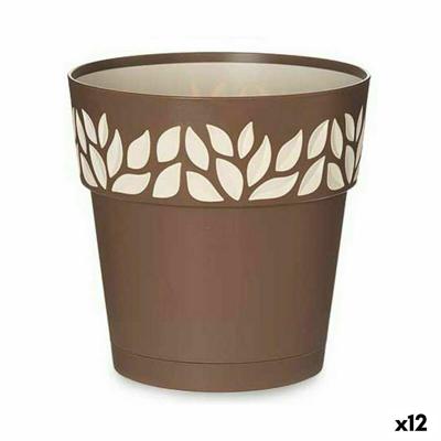 Zelfwaterende bloempot Stefanplast Cloe Bruin Plastic 19 x 19 x 19 cm (12 Stuks)