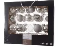 Kerstballen Glas Mix Zilver 42st - thumbnail
