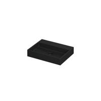 INK United Wastafel Porselein Zonder Kraangat incl. Porseleinen Click Plug en Verborgen Overloop Systeem - 600x450x110 mm - Mat Zwart - thumbnail