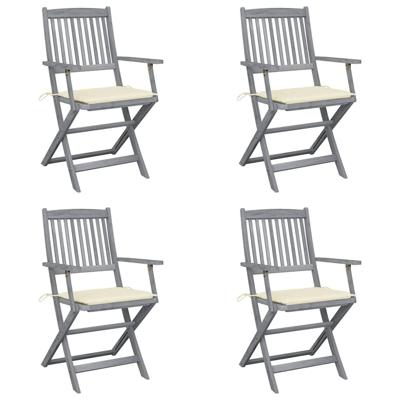 Tuinstoelen 4 st inklapbaar met kussens massief acaciahout