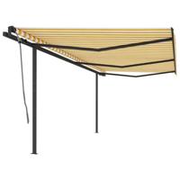 vidaXL Luifel automatisch uittrekbaar met palen 6x3 m geel en wit - thumbnail