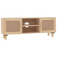 Tv-meubel 105x30x40 cm massief grenenhout en rattan bruin - thumbnail