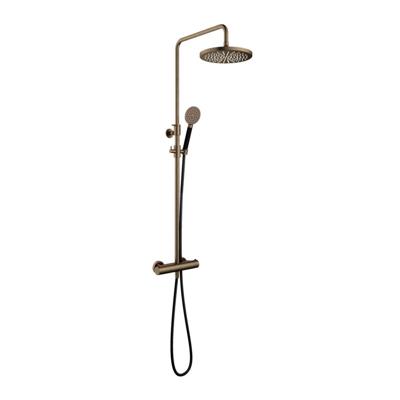 Hotbath Cobber - Stortdoucheset - 300 mm Hoofddouche - 360 mm Hartafstand - Glijstang - Rond Model Handdouche - Verouderd Messing - Verouderd Patina - Opbouw - 1/2 Inch Aansluiting - V02
