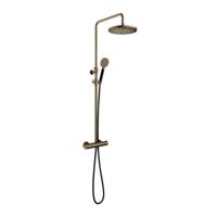 Hotbath Cobber - Stortdoucheset - 300 mm Hoofddouche - 360 mm Hartafstand - Glijstang - Rond Model Handdouche - Verouderd Messing - Verouderd Patina - Opbouw - 1/2 Inch Aansluiting - V02 - thumbnail