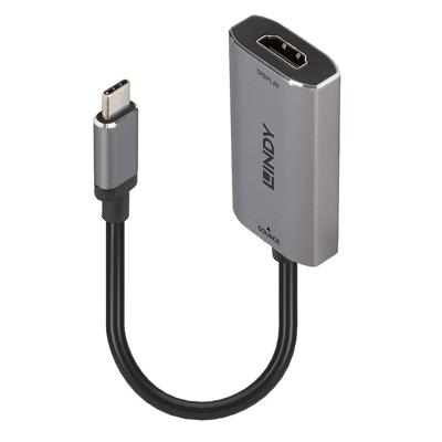 Lindy 43327 video kabel adapter 0,11 m USB Type-C HDMI Zwart, Grijs