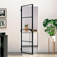 Binnendeur 76x201,5 cm gehard glas en aluminium smal zwart - thumbnail
