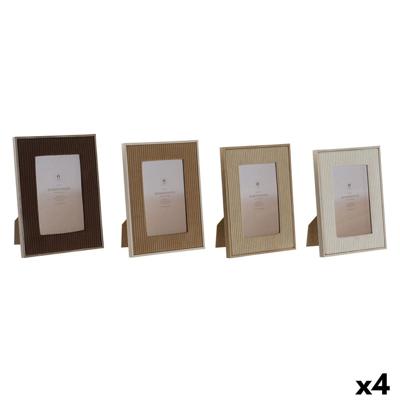 Fotolijsten Home ESPRIT Bruin Beige Fluweel Kristal Modern (4 Stuks)