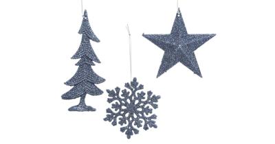 10 stuks! Hanger Kerstbal plastic glitter nachtblauw Decoris - Decoris 10 stuks! Hanger Kerstbal plastic glitter nachtblauw Decoris - Decoris
