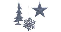 10 stuks! Hanger Kerstbal plastic glitter nachtblauw Decoris - Decoris - thumbnail