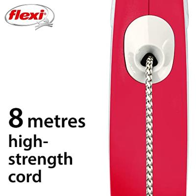 Flexi Nieuw Comfort Cord Grijs & Rood Kleine 8m intrekbare hondenriem/riem voor honden tot 12kgs/26lbs