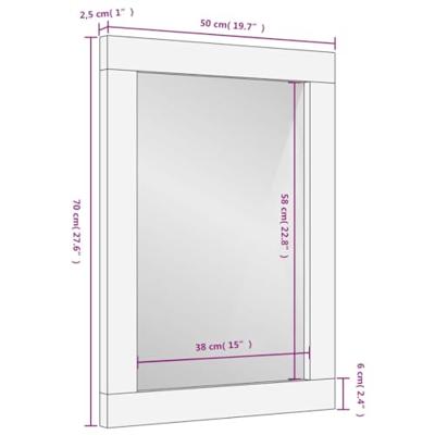 VidaXL Badkamerspiegel 50x70x2,5 cm massief mangohout en glas zwart