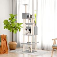 Kattenmeubel met sisal krabpalen 201 cm lichtgrijs - thumbnail