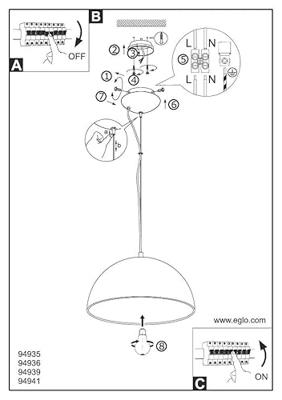 Eglo HanglampGaetano 1 53cm zwart - goud - 94936
